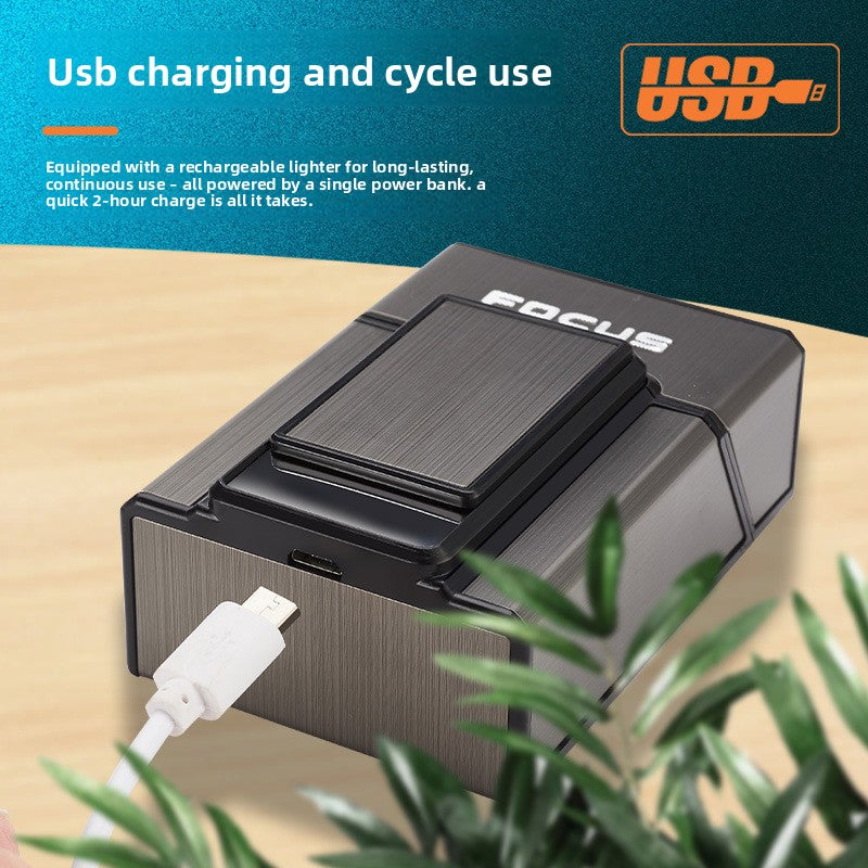 Rechargeable Aluminum Cigarette Case Lighter