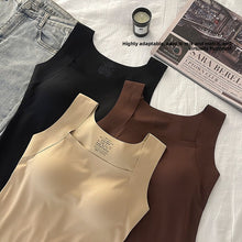 Seamless Nylon Square Neck Tank Top with Built-in Bra Cups