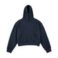 Navy blue pullover hoodie with front pouch pocket flat on white, option Navy Blue Velvet Style, size XXXL