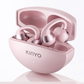 Sakura pink open ear clip earphones in their open charging case with a KINYO logo