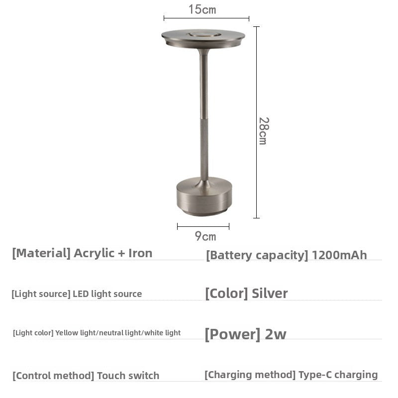 Silver lamp spec panel, 15 cm by 28 cm, panel text reads 1200mAh, image of the 3000mah Silver option