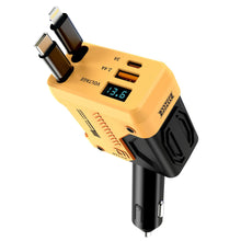 120W Car Charger with Retractable Lightning and USB-C Cables