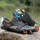 Barefoot water shoe with a split five toe front and breathable mesh panels