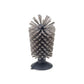 Gray bristled glass cleaning brush standing upright on a dark suction base