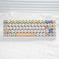 Full top view of the 68 key compact layout with cartoon accent keycaps