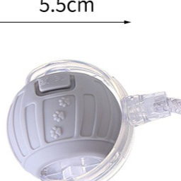 Size diagram of the 60mm motorized pet ball with its braided rope tail and clear cap