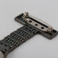 Close view of the white dial with black numerals and a red seconds hand on the fob watch