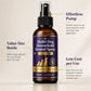 Dental spray bottle for dogs with callouts for the value-size 100 ml bottle and the effortless pump