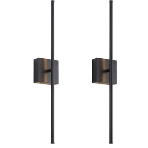 Linear rechargeable wall lamp with a slim 72cm black light bar on a square base