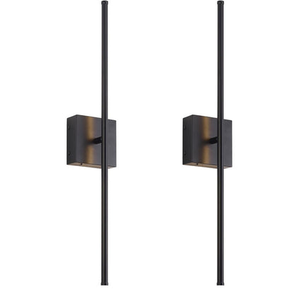 Linear rechargeable wall lamp with a slim 72cm black light bar on a square base