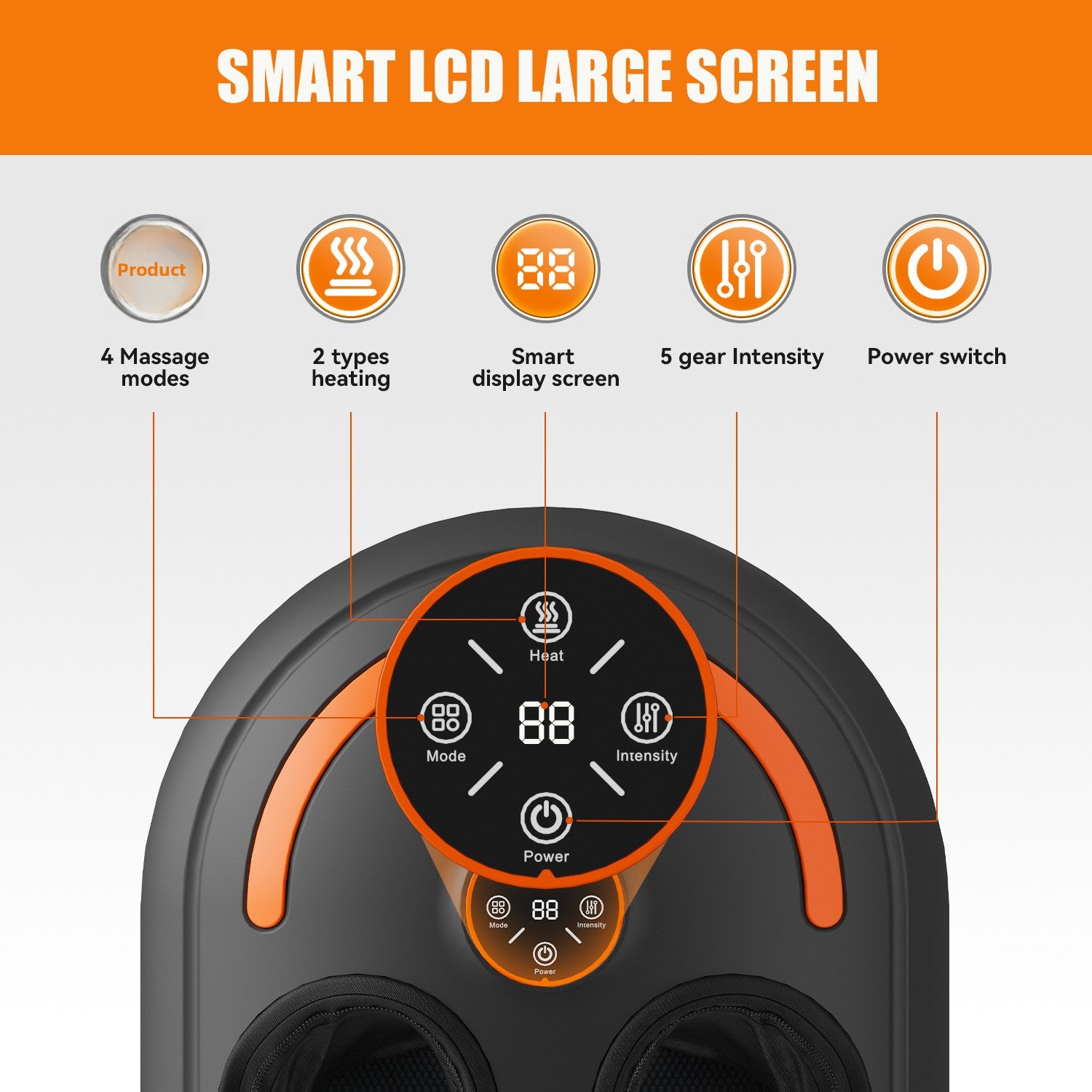 Side profile of the heated foot and leg massager showing its shape