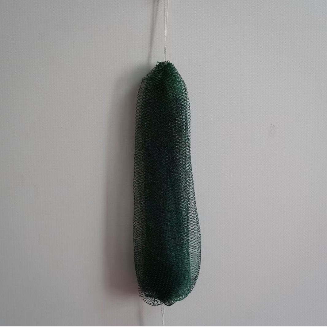 Long mesh bath scrubber strip ready to hang and dry