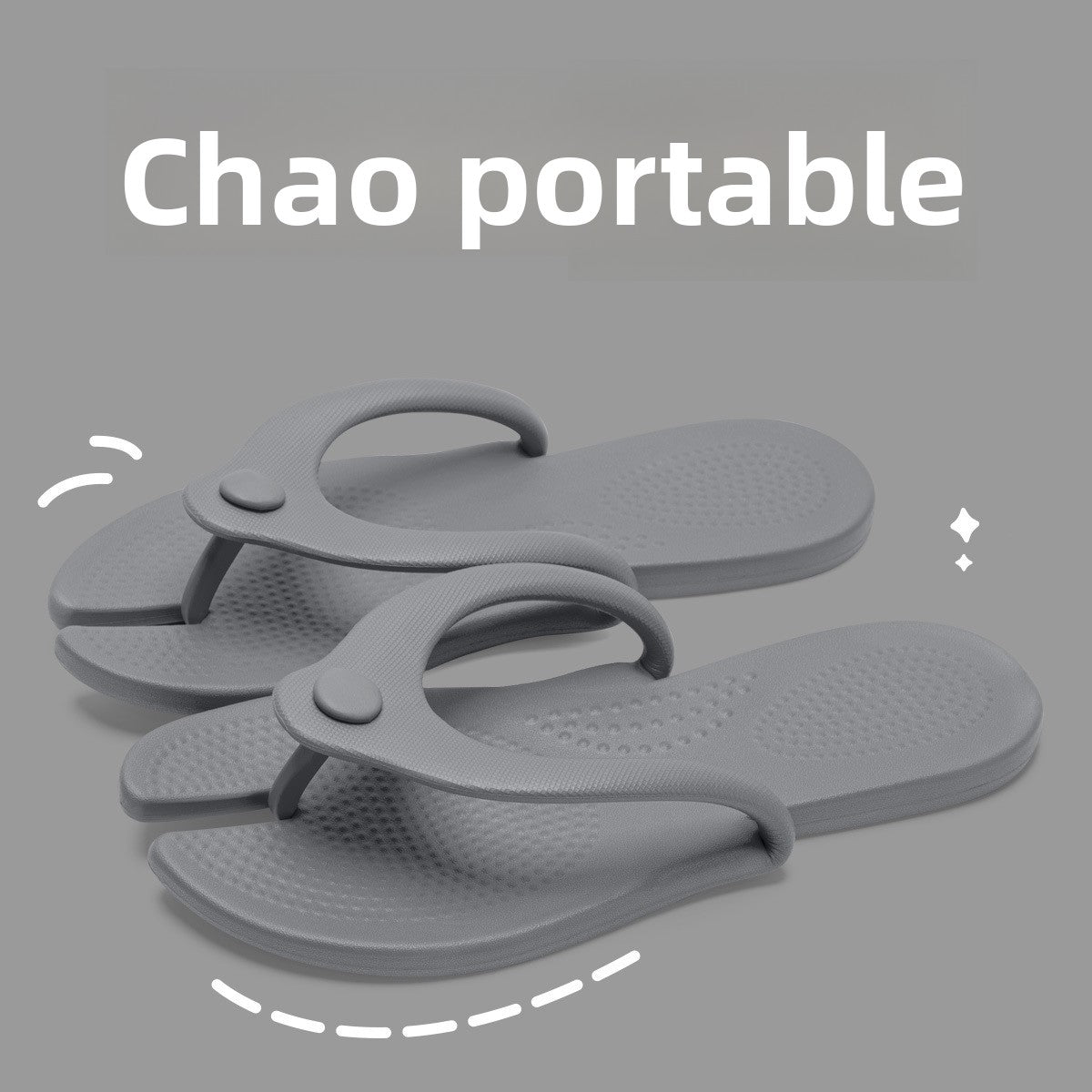 Moulded EVA travel flip flop with raised dots running from the heel pad to the toe post