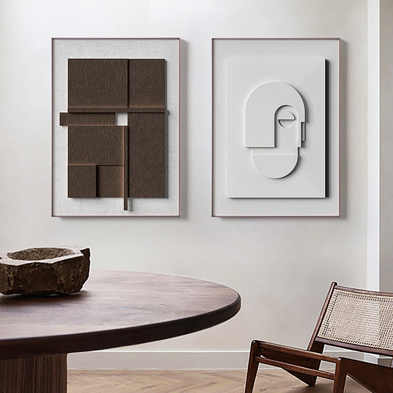 Decorative paintings in an abstract living room