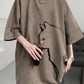 Angled view of the linen blend short sleeve t-shirt regular body cut