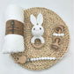 Color and tone detail of the crochet cotton animal rattle