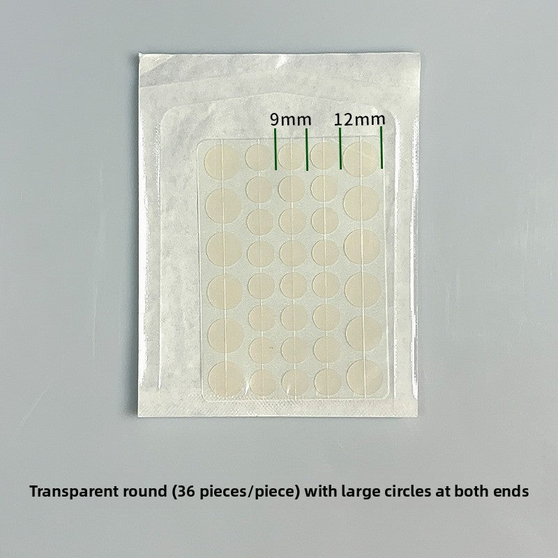 Sealed sachet of thirty six round hydrocolloid discs marked at nine and twelve millimetres