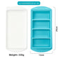 Four compartment silicone tray beside its white lid, 29 cm long, 330 g, option 4 Cavities 29 cm Tray, Turquoise