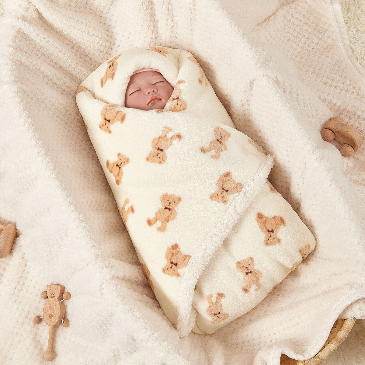 Folded flannel baby blanket shown ready as a new baby gift