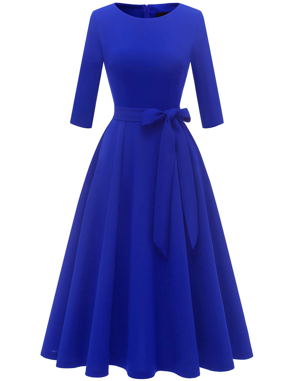 Vintage swing dress on a clean studio background, full length front view of the silhouette