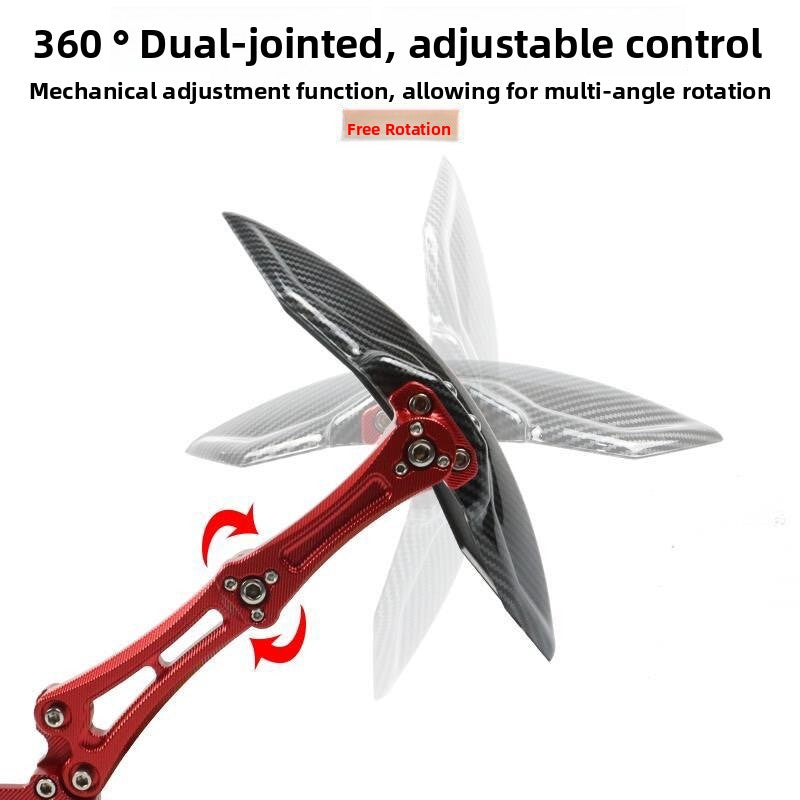 Dual-jointed adjustable red aluminum bracket rotating the glossy scooter fender plate through several angles