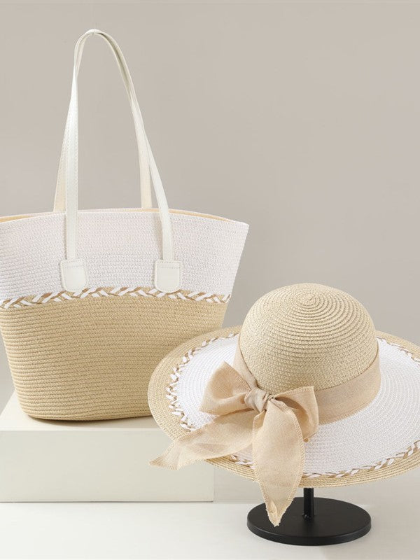 Bow Design Sun Hat and Bag Set | real routine angle