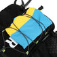 Black hydration backpack back view with honeycomb mesh panel and reflective OUTDOOR lettering