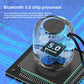 Top control buttons of the compact Bluetooth speaker with the rhythm light ring lit