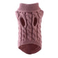 Back view of the cable knit dog sweater with the twist cable pattern down the spine