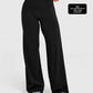 High waist wide leg pants with a curved center back seam, back view