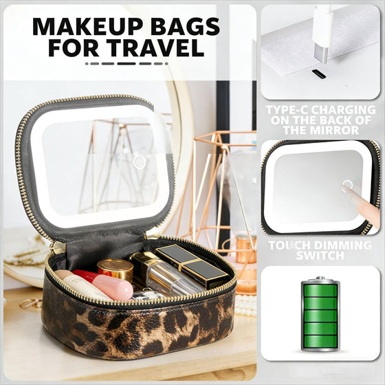 PU Leather Makeup Case with LED Mirror