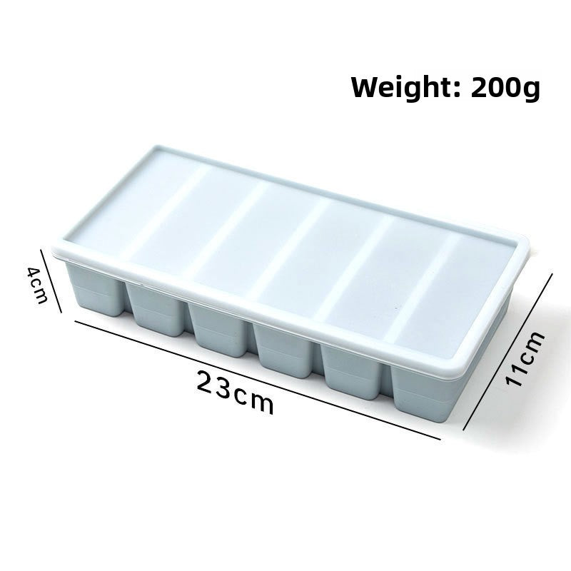 Six cavity strip tray with lid, 23 by 11 by 4 cm, 200 g, option 6 Cavities Strip Tray, Light Gray Blue