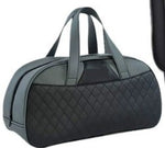 Quilted grey carry bag with handles included with selected massager models