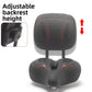 Adjustable backrest height detail, backrest sliding on two steel posts with clamp
