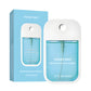 Light blue aloe POWER MIST paper box and matching flat 45 ml hand spray bottle on a white background