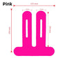 Pink pre-cut knee tape piece with printed dimensions in millimetres