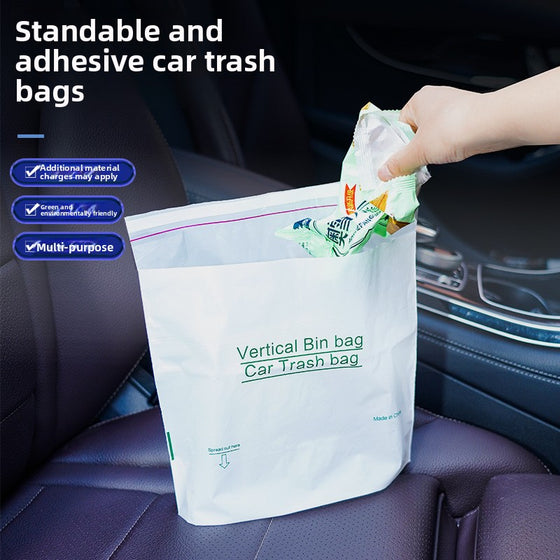 Disposable Self-Standing Adhesive Trash Bags for Car and Home, 10 or 20 Pack