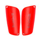 Red hard shin guard plates printed SPORTS on a white background, Red Guard option, size Teen M