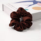 Yellow satin scrunchie with white polka dots