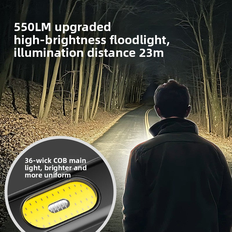 Warsun COB floodlight bar lighting a forest path at night on a walk