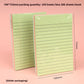 Assorted pastel ruled sticky note pads with a pen shown ready for note taking