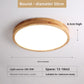 Round 50 cm solid wood LED ceiling lamp, 4.5 cm high, 36 W, for 13 to 18 square meters, three-color option