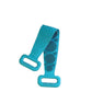 Blue silicone back scrubber folded to show the fine bristle face and the raised nodule face together