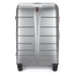 Close up of luggage case shell texture and zipper detail