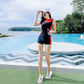 Two-Piece Sports Swimsuit with Tummy Control | macro material texture detail