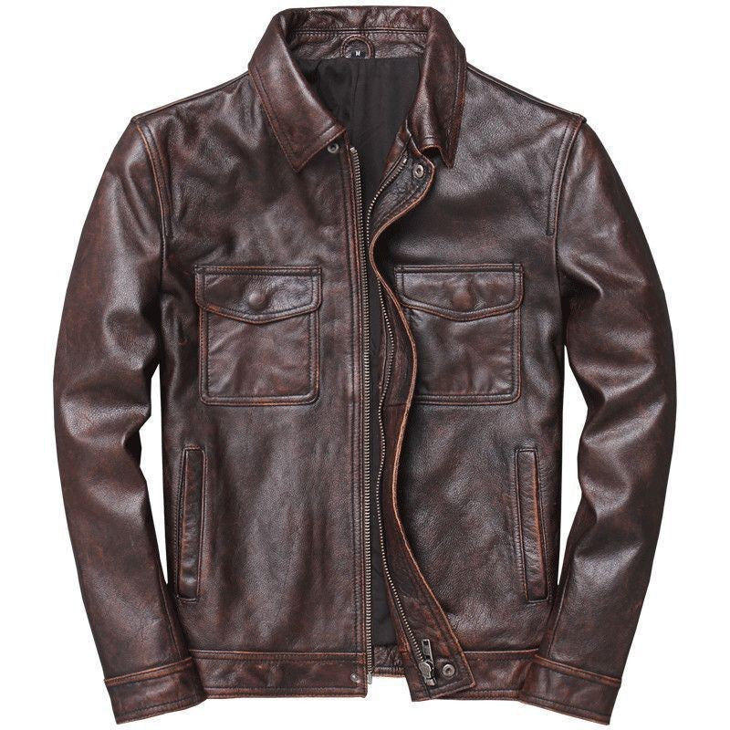 Brown notch lapel jacket with chest flap pockets, Brown Notch Lapel Spring Autumn 2XL option photo