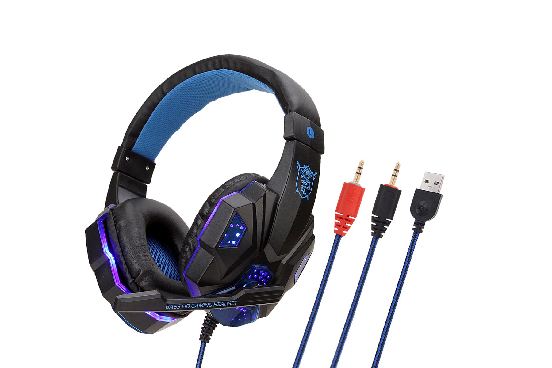 Back view of gaming headset earcups and headband structure