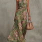 Green slimming dress styled with neutral heels for a day to evening look