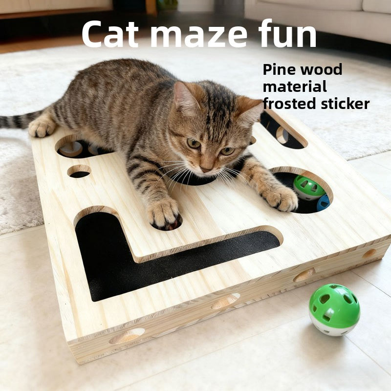 Wooden Maze Scratch Toy for Cats | close up material texture