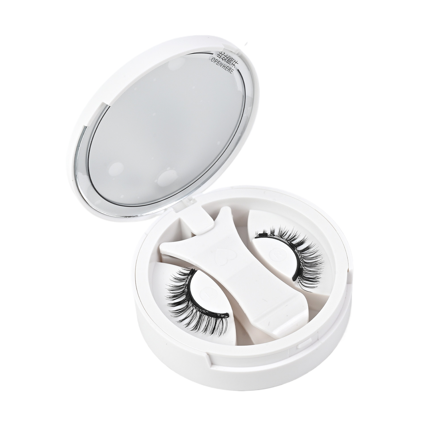Magnetic reusable false eyelashes shown applied for a fuller lash look